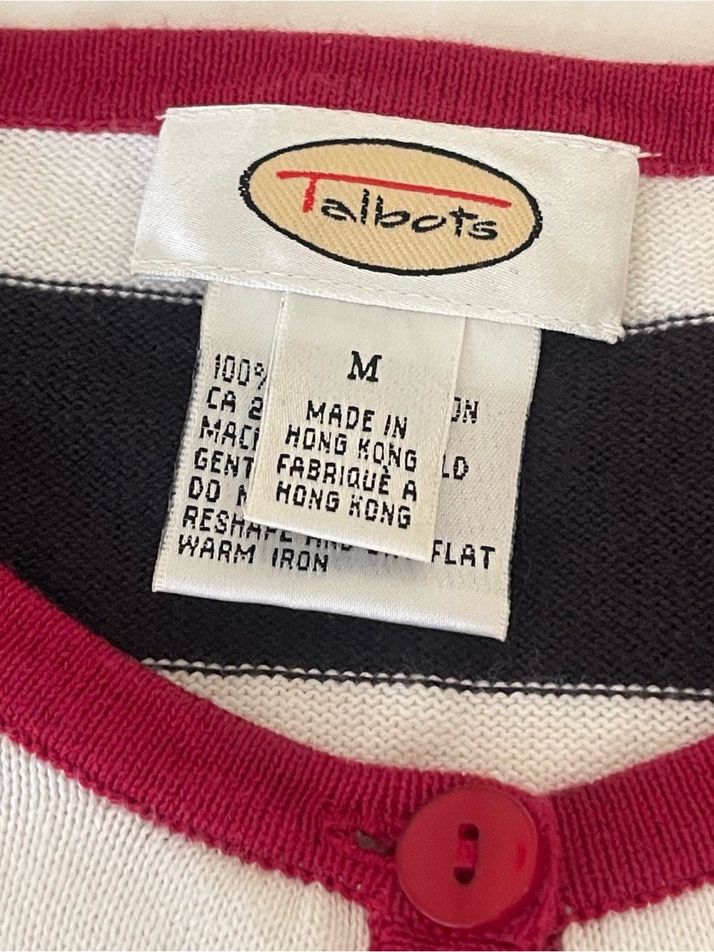 Talbots vintage patriotic stars and stripes cardigan sweater - Picture 6 of 9